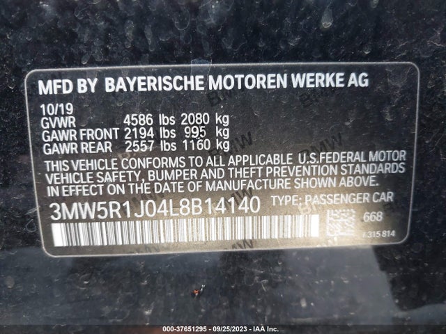 BMW 3 Series 330i 2020 аукцион фото