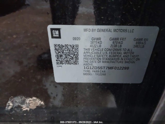 Chevrolet MALIBU LT 2021 1G1ZD5ST7MF012299 Image 9