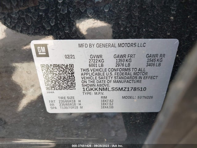 GMC ACADIA SLT 2021 1GKKNMLS5MZ178510 Image 9