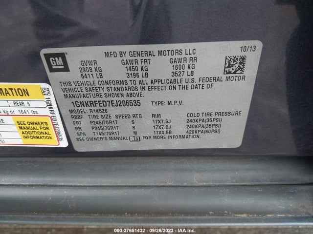 Chevrolet Traverse Ls 2014 1GNKRFED7EJ206535 Image 9