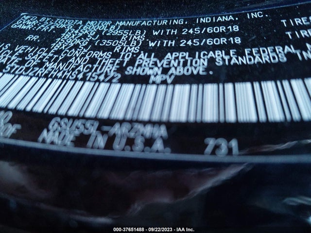Toyota Highlander Xle/se 2017 5TDJZRFH4HS415472 Image 9