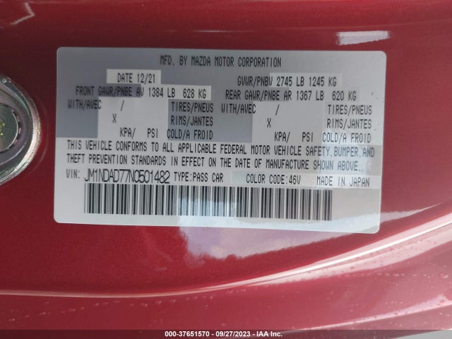 JM1NDAD77N0501482 Mazda Mx-5 Miata Grand Touring