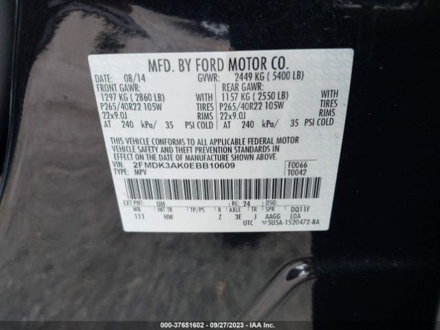 2FMDK3AK0EBB10609 Ford EDGE SPORT