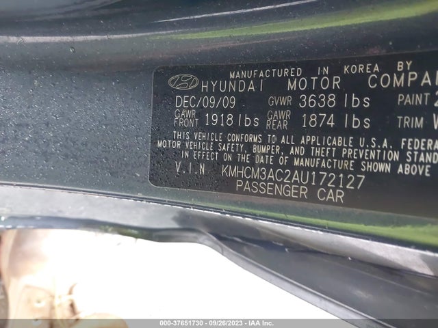 2010 HYUNDAI ACCENT GS VIN: KMHCM3AC2AU172127