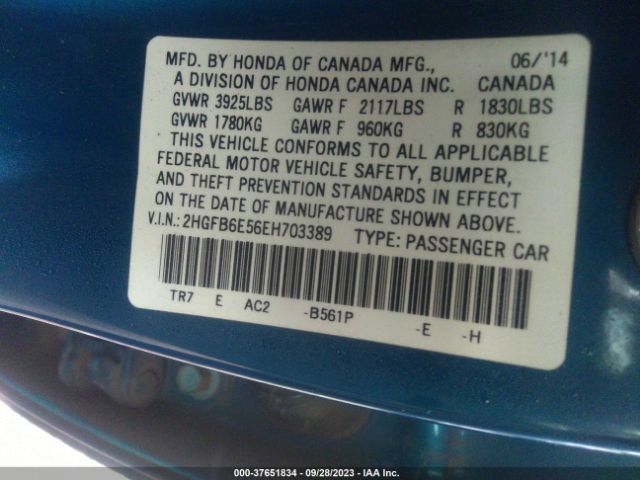 2HGFB6E56EH703389 Honda Civic Sedan Si