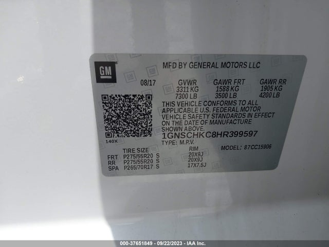 Chevrolet Suburban Lt 2017 1GNSCHKC8HR399597 Image 9