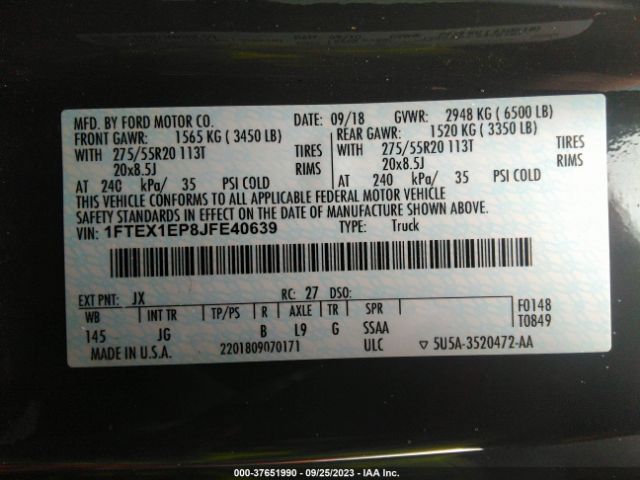 1FTEX1EP8JFE40639 Ford F-150 Xl/xlt/lariat