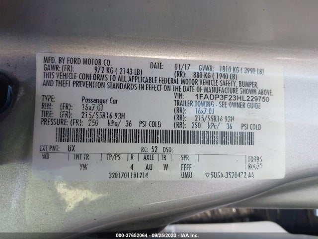 Ford FOCUS SE 2017 1FADP3F23HL229750 Image 9