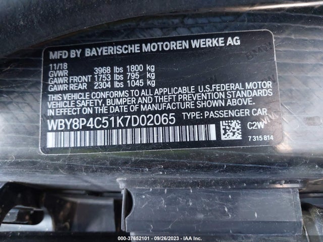 BMW I3 120ah W/range Extender 2019 WBY8P4C51K7D02065 Image 9