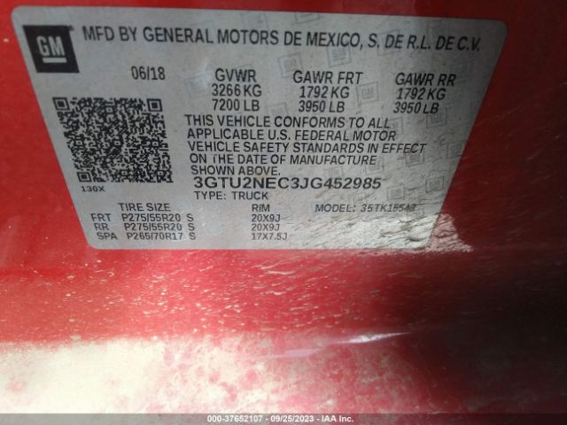 3GTU2NEC3JG452985 GMC Sierra 1500 Slt