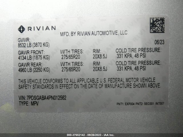 Rivian R1s Adventure 2023 7PDSGABA4PN012562 Image 9