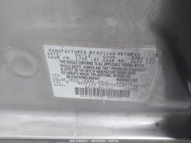 3N1CN7AP9EL802451 Nissan VERSA SV