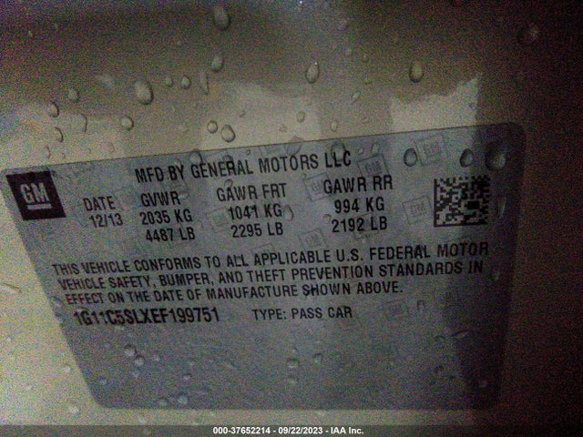 Chevrolet MALIBU LT 2014 1G11C5SLXEF199751 Image 9