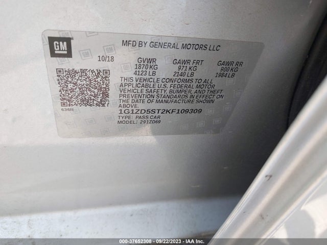 Chevrolet MALIBU LT 2019 1G1ZD5ST2KF109309 Image 9