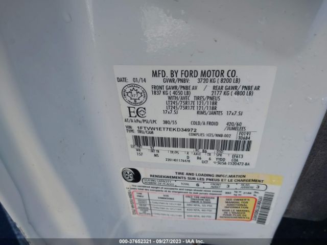 1FTVW1ET7EKD34972 Ford F-150 Xl/xlt/fx4/lariat