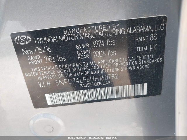Hyundai ELANTRA SE 2017 5NPD74LF5HH160782 Image 9