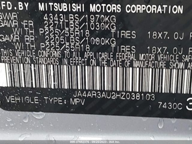 JA4AR3AU2HZ038103 Mitsubishi Outlander Sport 2.0 Le