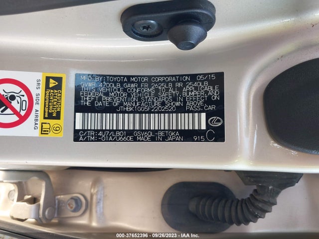 JTHBK1GG5F2202520 Lexus Es 350 Crafted Line