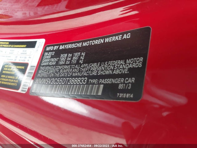 2013 MINI COOPER HARDTOP WMWSV3C55DT388833 Photo 8