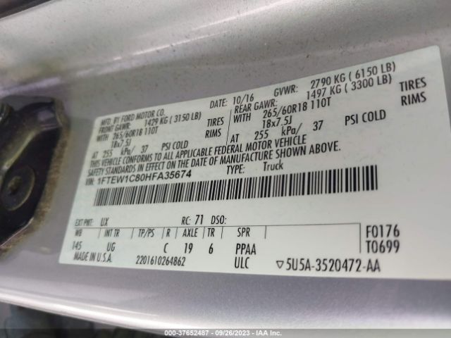1FTEW1C80HFA35674 Ford F-150 Xl/xlt