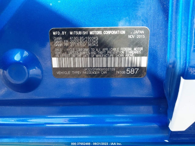 Mitsubishi Lancer Se/es/sel 2016 JA32V2FW9GU003109 Image 9