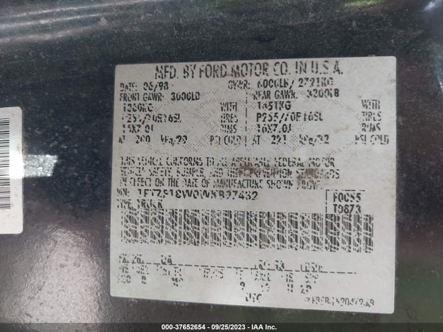 1998 FORD F-150 VIN: 1FTZF18W0WKB97432