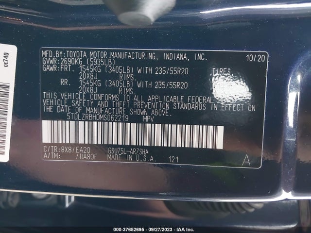 Toyota Highlander Xse 2021 5TDLZRBH0MS062219 Image 9