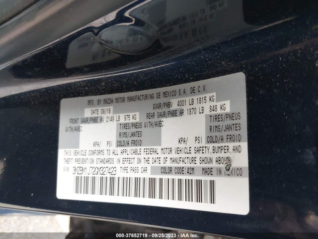 3MZBM1J72GM327423 Mazda Mazda3 I Sport