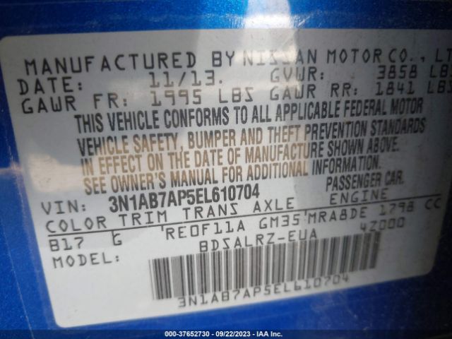 3N1AB7AP5EL610704 Nissan SENTRA SR