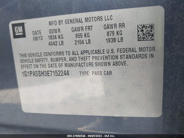 Chevrolet CRUZE LS 2014 1G1PA5SH3E7152244 Image 9
