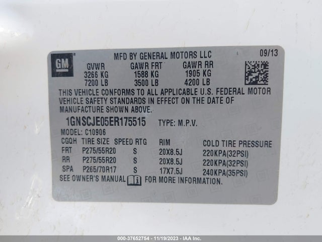 Chevrolet Suburban Lt 2014 1GNSCJE05ER175515 Image 9