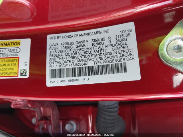 1HGCV1F17JA266441 Honda Accord Sedan Lx 1.5t