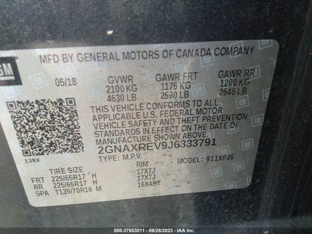 Chevrolet EQUINOX LS 2018 2GNAXREV9J6333791 Image 9