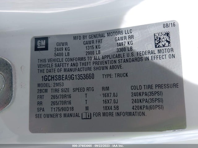 Chevrolet Colorado 2wd Wt 2016 1GCHSBEA9G1353660 Image 9