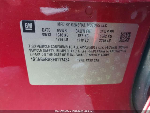 1G6AB5RA8E0117424 Cadillac Ats Luxury Rwd
