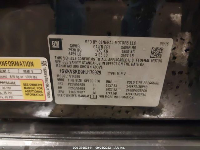 1GKKVSKD9HJ179929 GMC Acadia Limited Limited