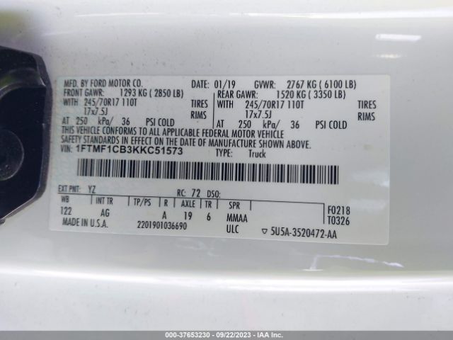 1FTMF1CB3KKC51573 Ford F-150 Xl/xlt