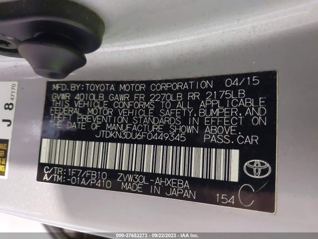Toyota Prius Four 2015 JTDKN3DU6F0449345 Image 15