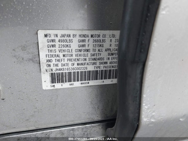 2006 ACURA RL VIN: JH4KB16536C002326
