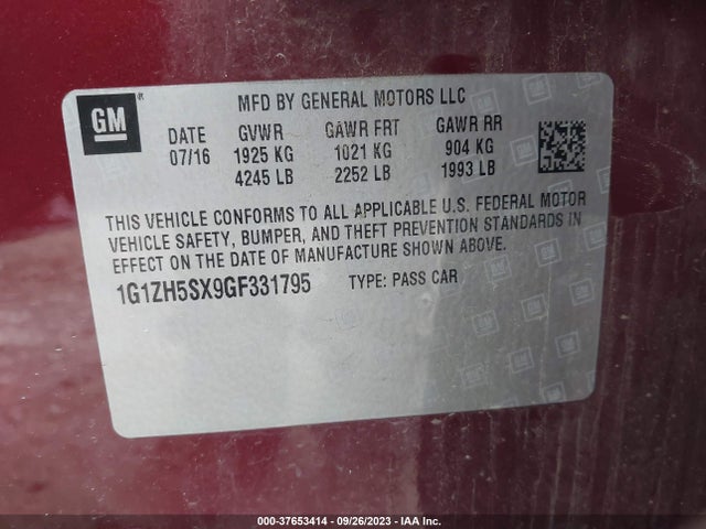 Chevrolet Malibu Premier 2016 1G1ZH5SX9GF331795 Image 9