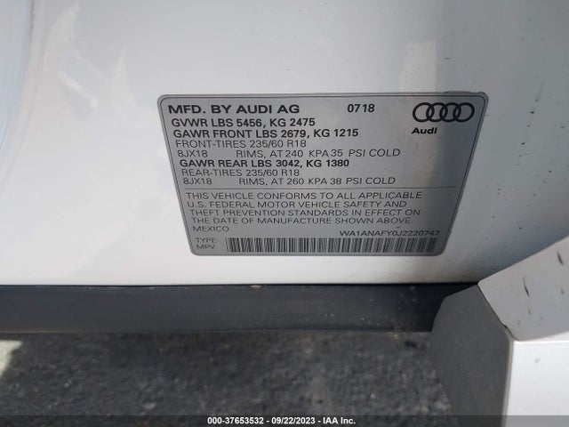 WA1ANAFY0J2220747 Audi Q5 Premium/tech Premium