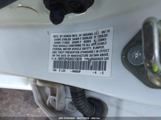 Honda Civic Sedan Lx 2019 19XFC2F62KE213678 Image 9
