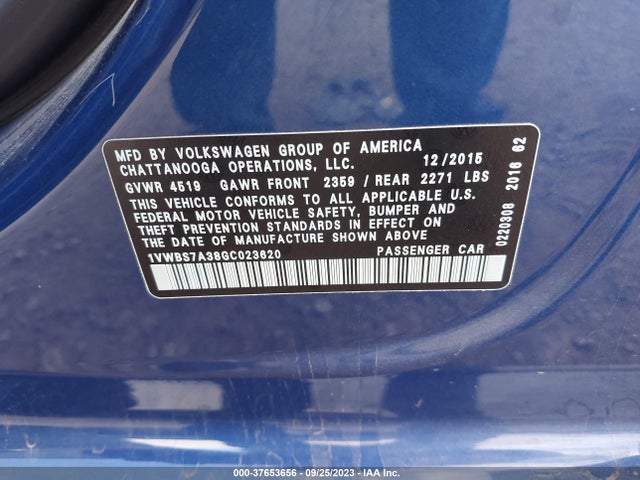 1VWBS7A38GC023620 Volkswagen Passat 1.8t Se