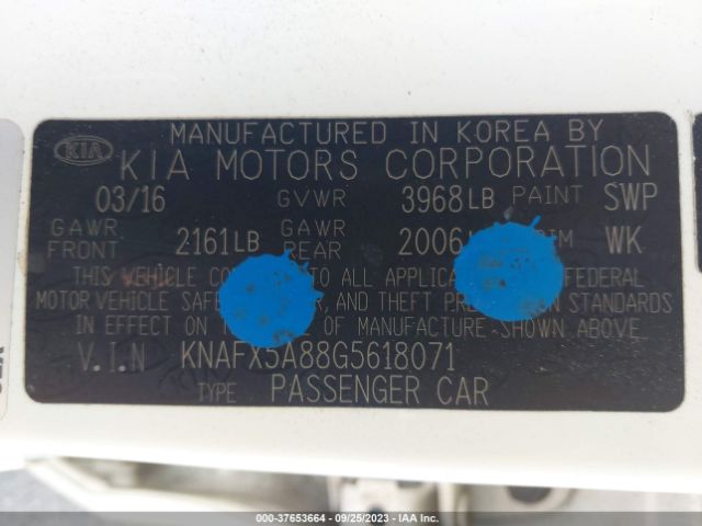 KNAFX5A88G5618071 KIA Forte 5-door Ex