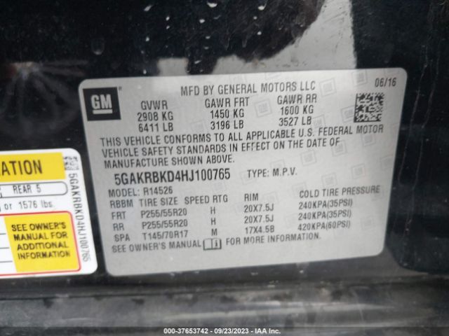 5GAKRBKD4HJ100765 Buick Enclave Leather