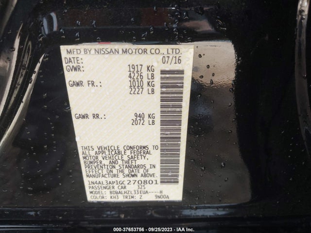 Nissan Altima 2.5 Sr 2016 1N4AL3AP1GC270801 Image 9