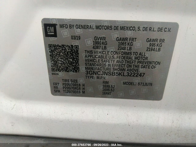 Chevrolet TRAX LS 2019 3GNCJNSB5KL322247 Image 9
