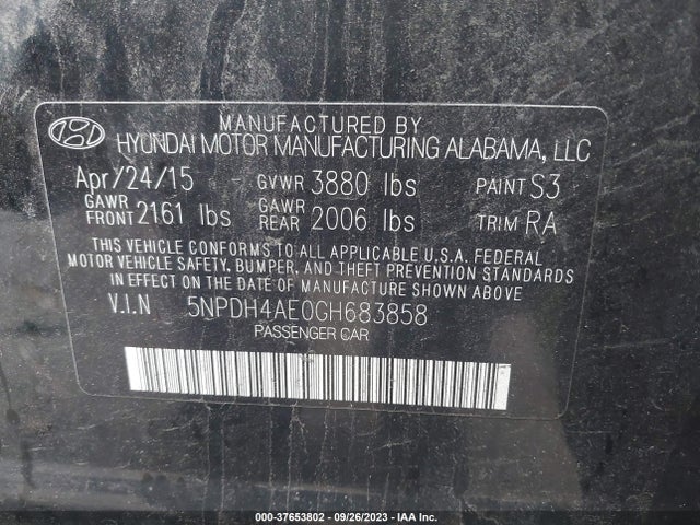 Hyundai ELANTRA SE 2016 5NPDH4AE0GH683858 Image 9