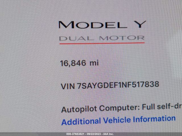 7SAYGDEF1NF517838 Tesla Model Y Performance