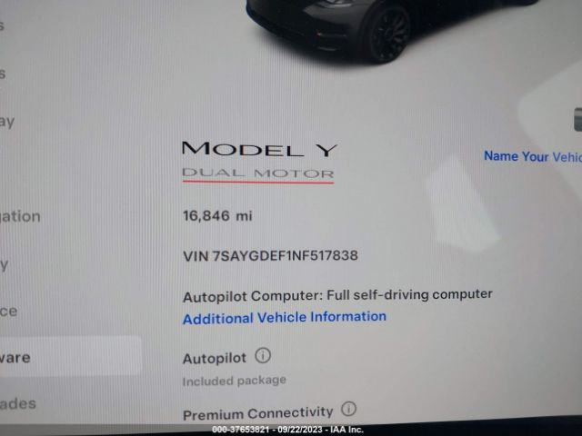 7SAYGDEF1NF517838 Tesla Model Y Performance